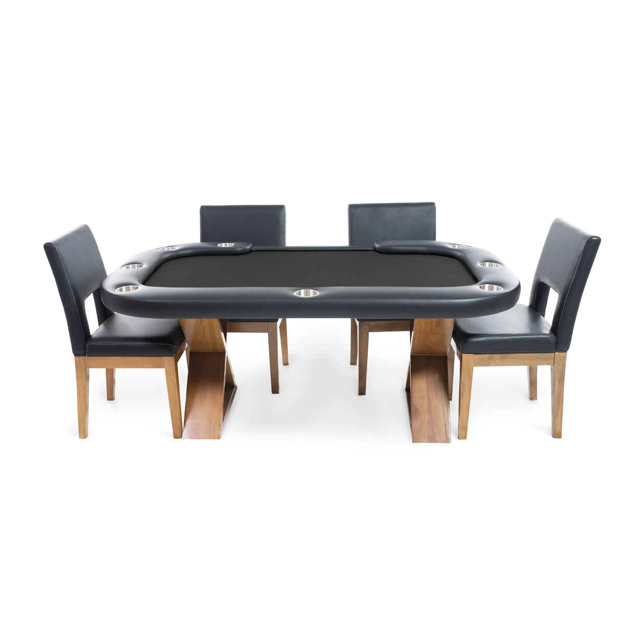 BBO Helmsley Poker Table Dealers Cut Black and Chairs