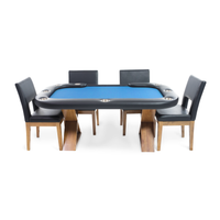 Thumbnail for BBO Helmsley Poker Table Dealers Cut Blue and Chairs