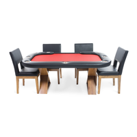 Thumbnail for BBO Helmsley Poker Table Dealers Cut Red and Chairs