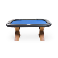 Thumbnail for BBO Helmsley Poker Table Rustic Wood Dealers Cut Blue Speed Suited