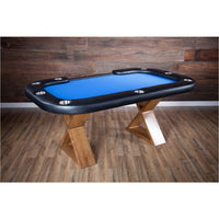 Thumbnail for BBO Helmsley Poker Table Rustic Wood Dealers Cut Speed Suited Blue
