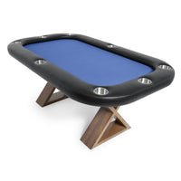 Thumbnail for BBO Helmsley Poker Table Rustic Wood Full Armrest Velveteen Blue
