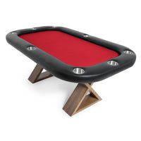 Thumbnail for BBO Helmsley Poker Table Rustic Wood Full Armrest Velveteen Red