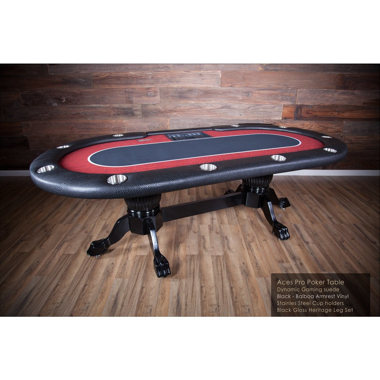 BBO POKER TABLE ACES PRO BLACK GLASS HERITAGE LEG SET