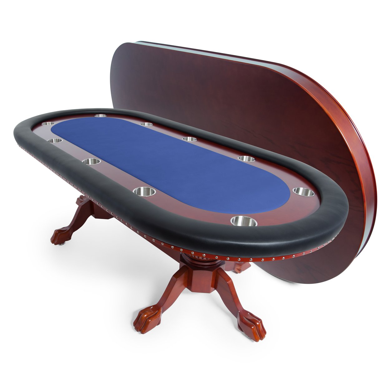 BBO Rockwell Poker Table Mahogany Velveteen Blue Dining Top
