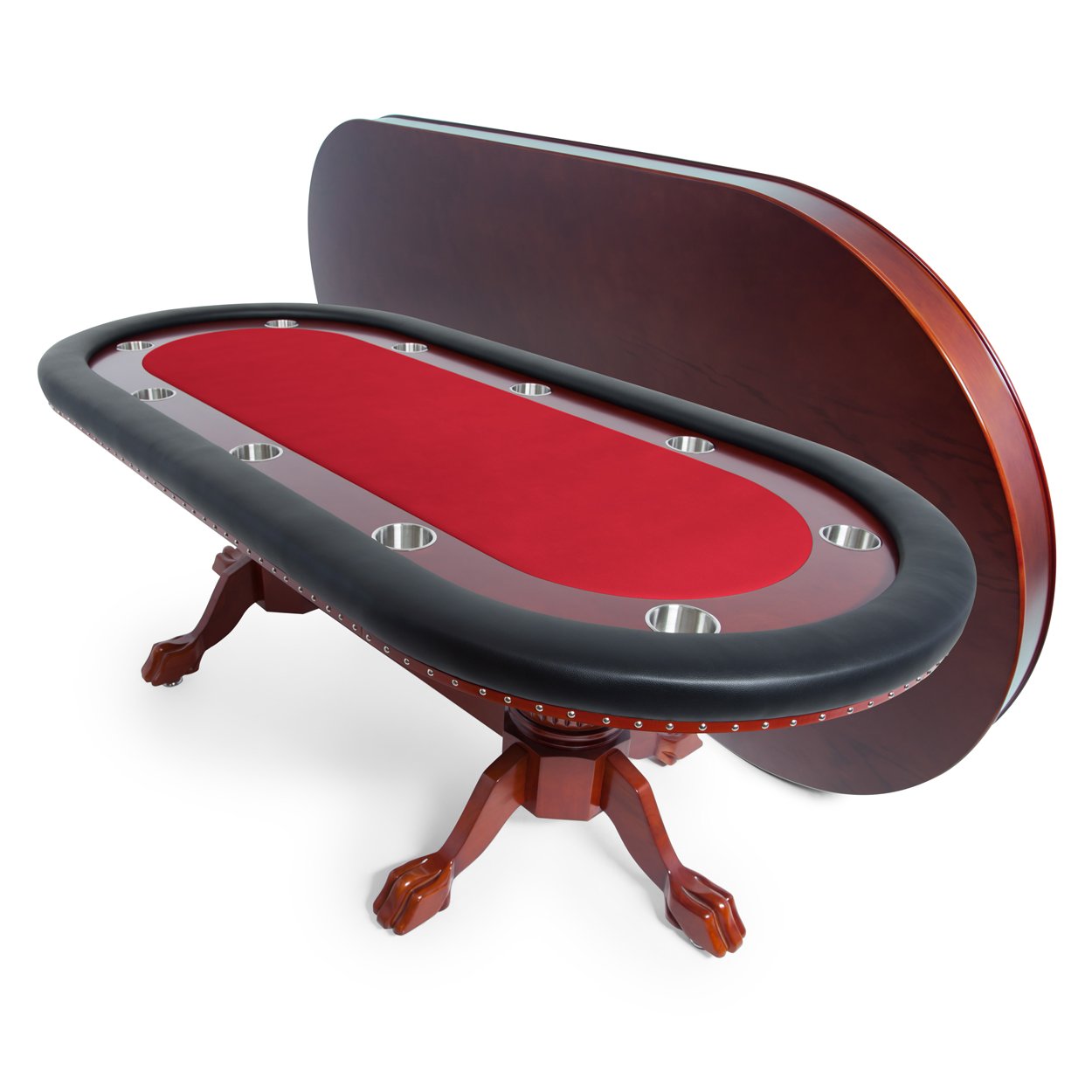 BBO Rockwell Poker Table Mahogany Velveteen Red Dining Top