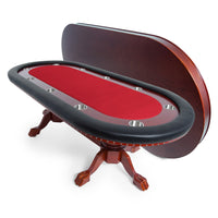 Thumbnail for BBO Rockwell Poker Table Mahogany Velveteen Red Dining Top