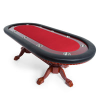 Thumbnail for BBO Rockwell Poker Table Mahogany Velveteen Red