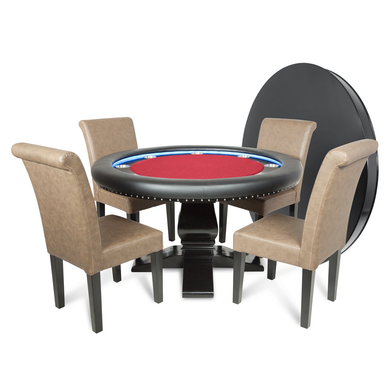 BBO The Ginza LED Poker Table Red Speed Cloth Dining Set