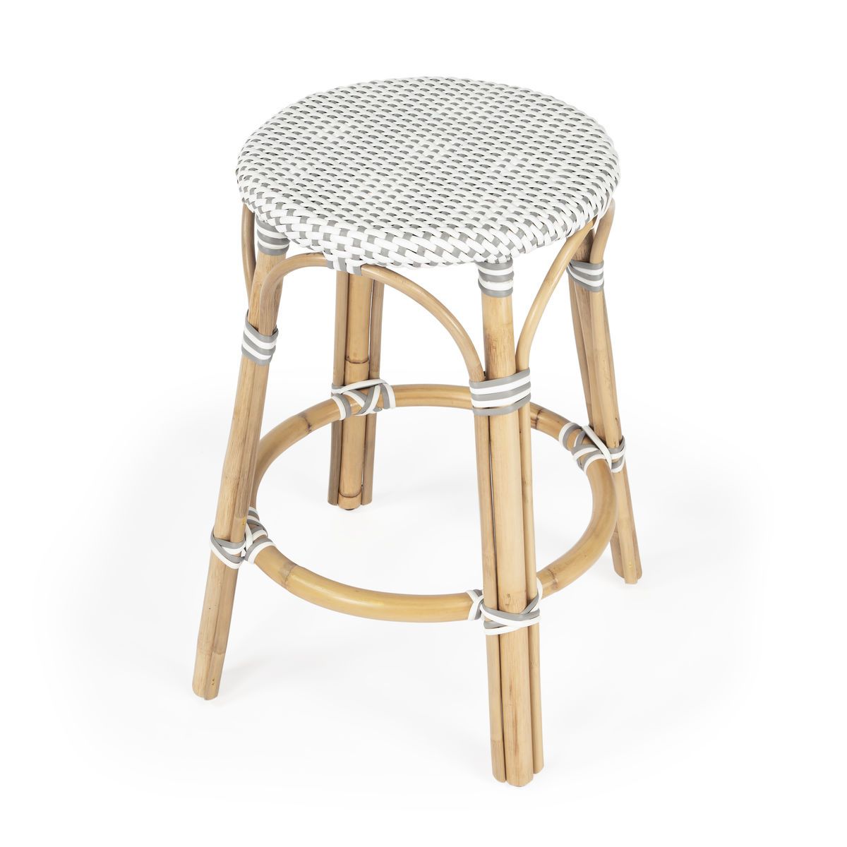 Butler Designers Edge 9371329 Rattan Counter Stool Grey White