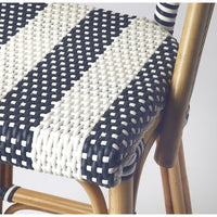Thumbnail for Butler Specialty 3715291 Lila Blue and White Stripe Rattan Bar Stool