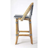 Thumbnail for Butler Specialty 3715291 Lila Blue and White Stripe Rattan Bar Stool