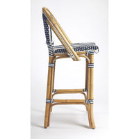 Thumbnail for Butler Specialty 3715291 Lila Blue and White Stripe Rattan Bar Stool