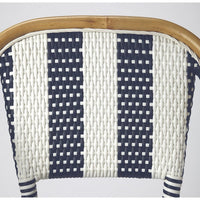 Thumbnail for Butler Specialty 3715291 Lila Blue and White Stripe Rattan Bar Stool
