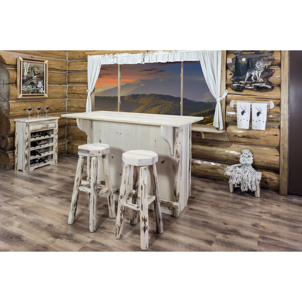 Montana Collection Deluxe Bar with Foot Rail MWBWRD Ready Finish set