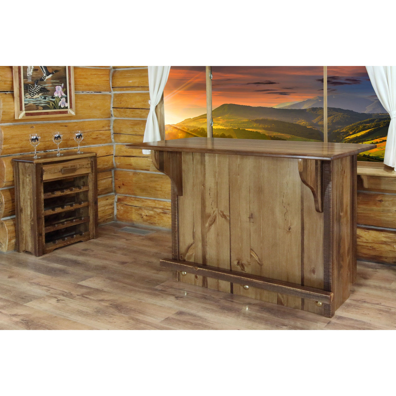 Montana Homestead Collection Bar with Foot Rail WHCBWRSL Early American Set