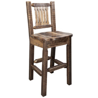 Thumbnail for Montana Homestead Collection Upholstery Barstool With Back - Stain & Clear Lacquer Finish
