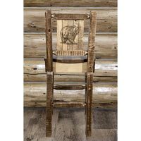 Thumbnail for Montana Homestead MWHCBSWNRSLLZBEAR Barstool With Back and Laser Engraved Bear Design Stain Lacquer Finish
