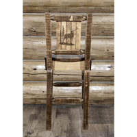 Thumbnail for Montana Homestead MWHCBSWNRSLLZELK Barstool With Back and Laser Engraved Elk Design Stain Lacquer Finish