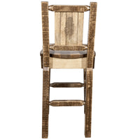 Thumbnail for Montana Homestead MWHCBSWNRSLLZPINE Barstool With Back and Laser Engraved Pine Tree Design Stain Lacquer Finish