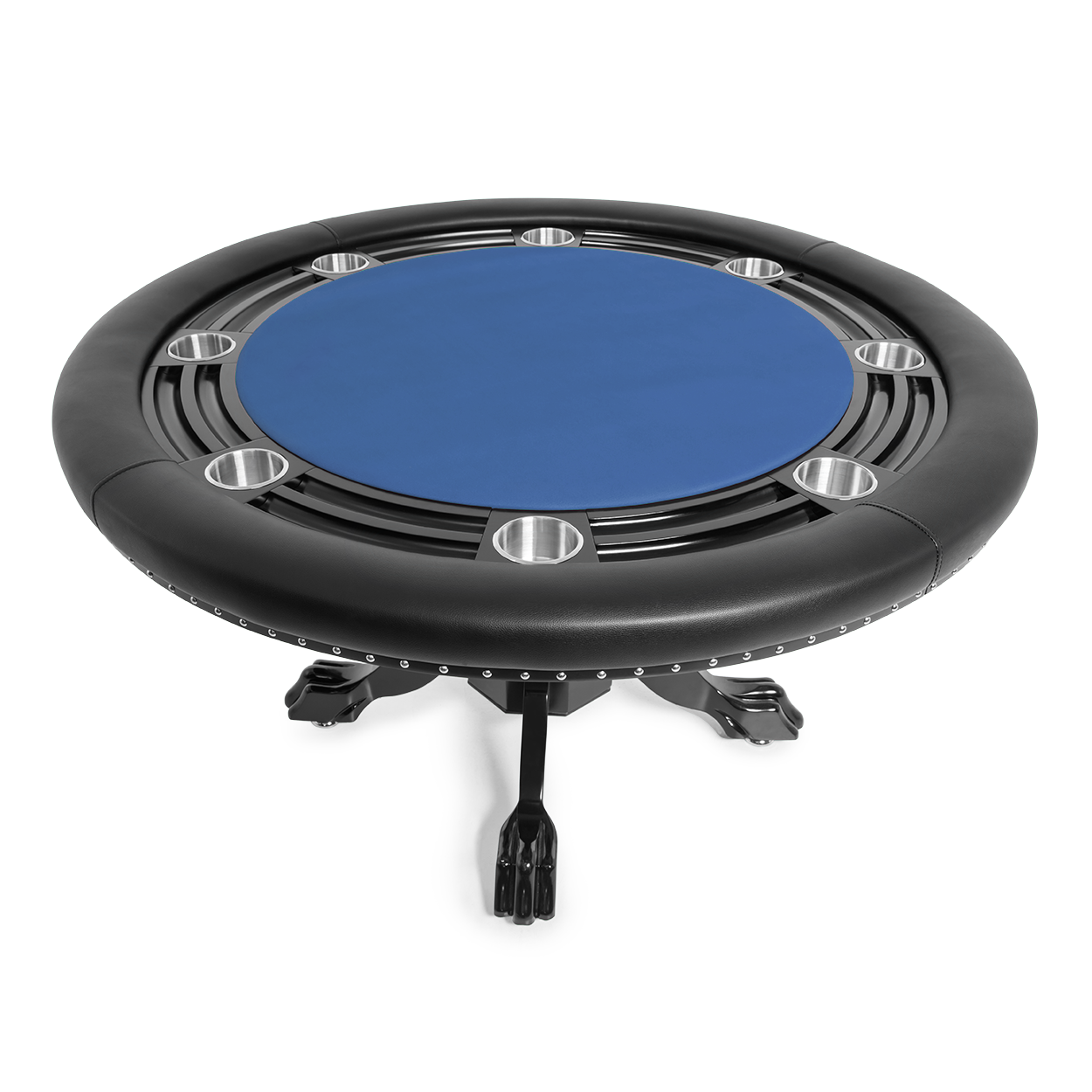 BBO The Nighthawk Poker Table Black Duke Pedestal Leg Velveteen Blue
