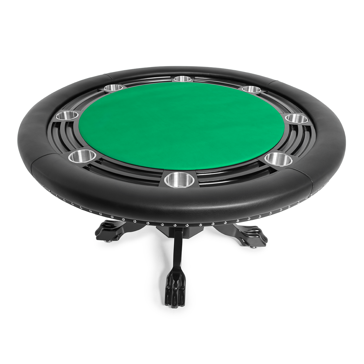 BBO The Nighthawk Poker Table Black Duke Pedestal Leg Velveteen Green