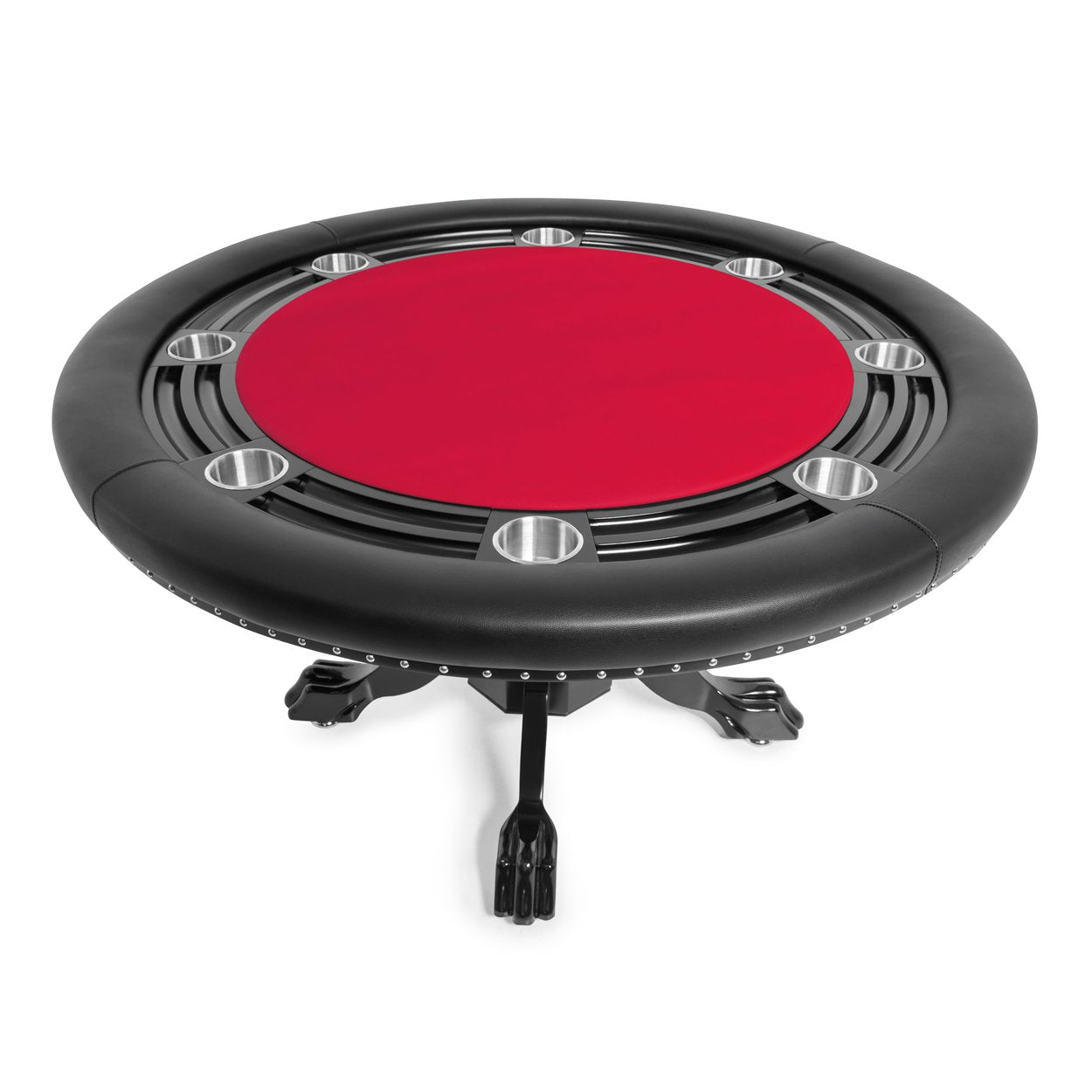BBO The Nighthawk Poker Table Black Duke Pedestal Leg Velveteen Red