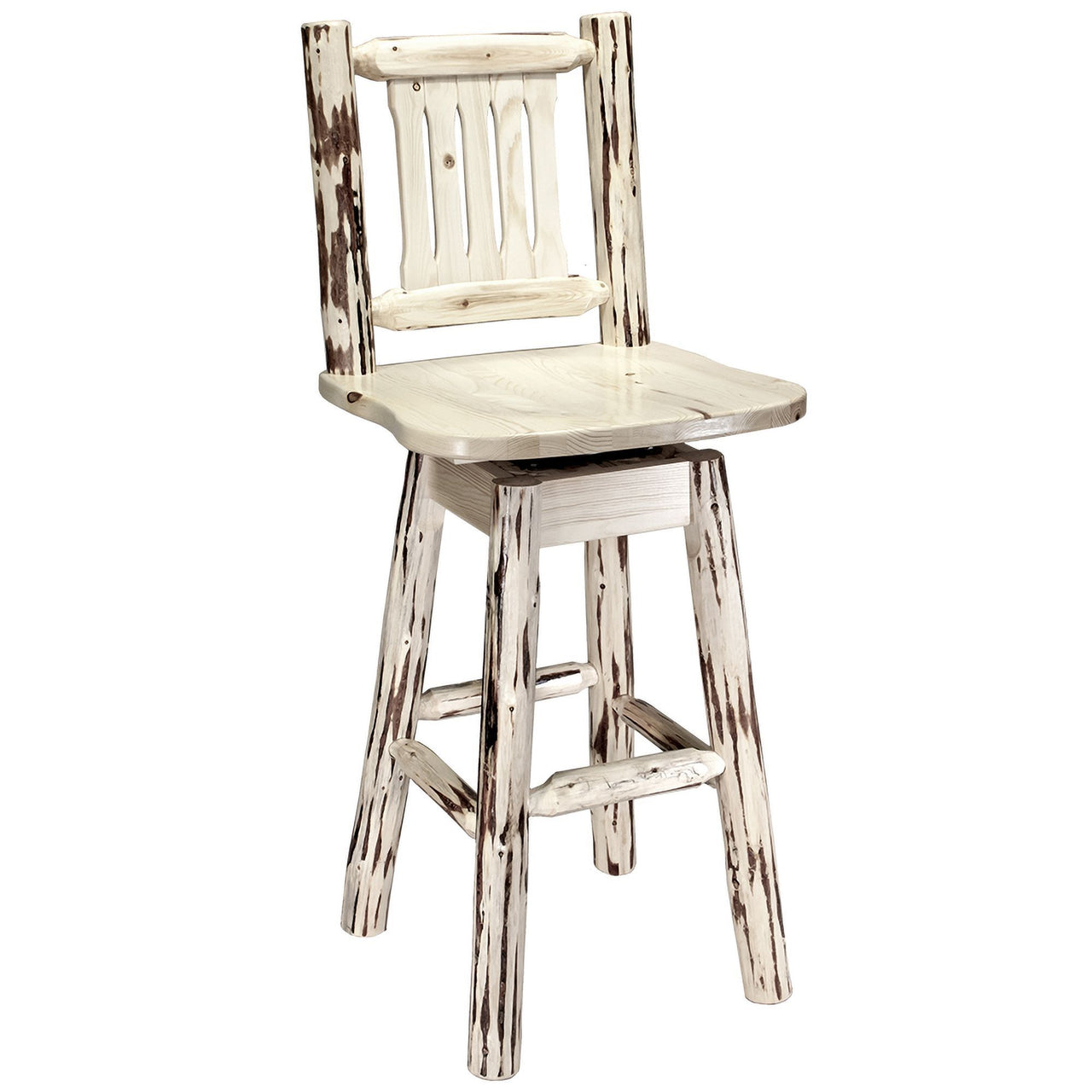 montana woodworks glacier country collection barstool with back swivel mwgcbswsnr