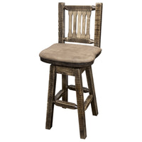 Thumbnail for montana woodworks homestead collection barstool with back swivel stain finish mwhcbswsnrslbuck buckskin upholstered