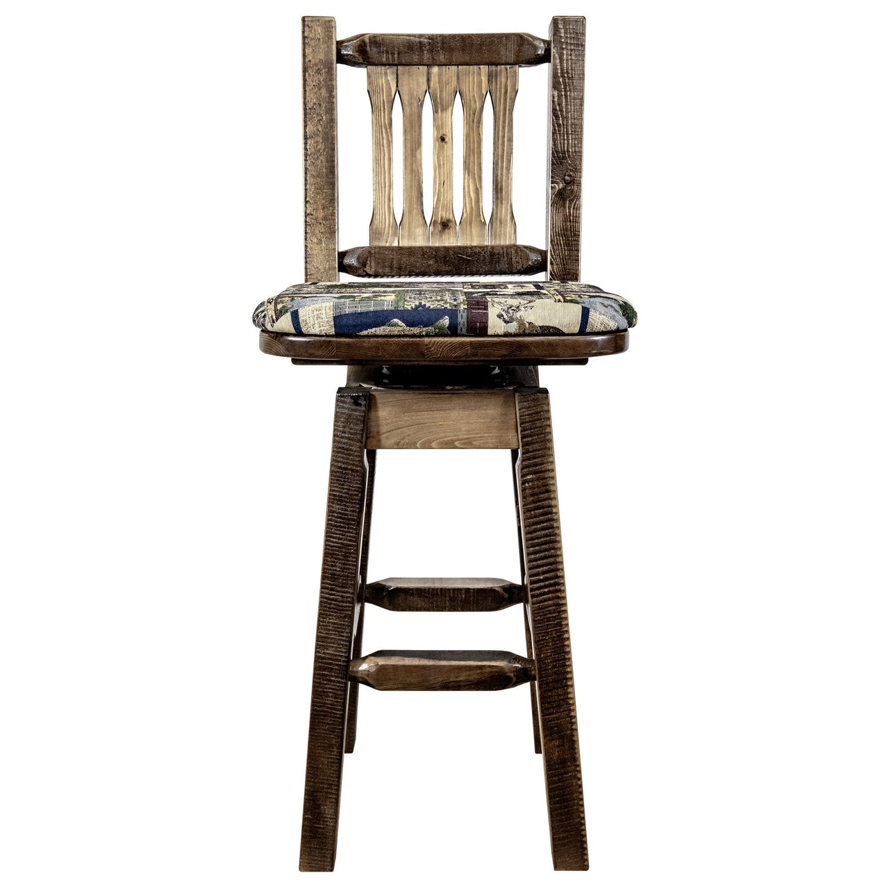 montana woodworks homestead collection barstool with back swivel stain finish mwhcbswsnrslwood woodland upholstered