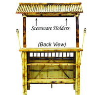 Thumbnail for ram game room bamboo tiki bar tbar60 back view with stemware holder
