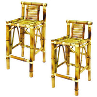 Thumbnail for ram game room set of two bamboo tiki bar stools