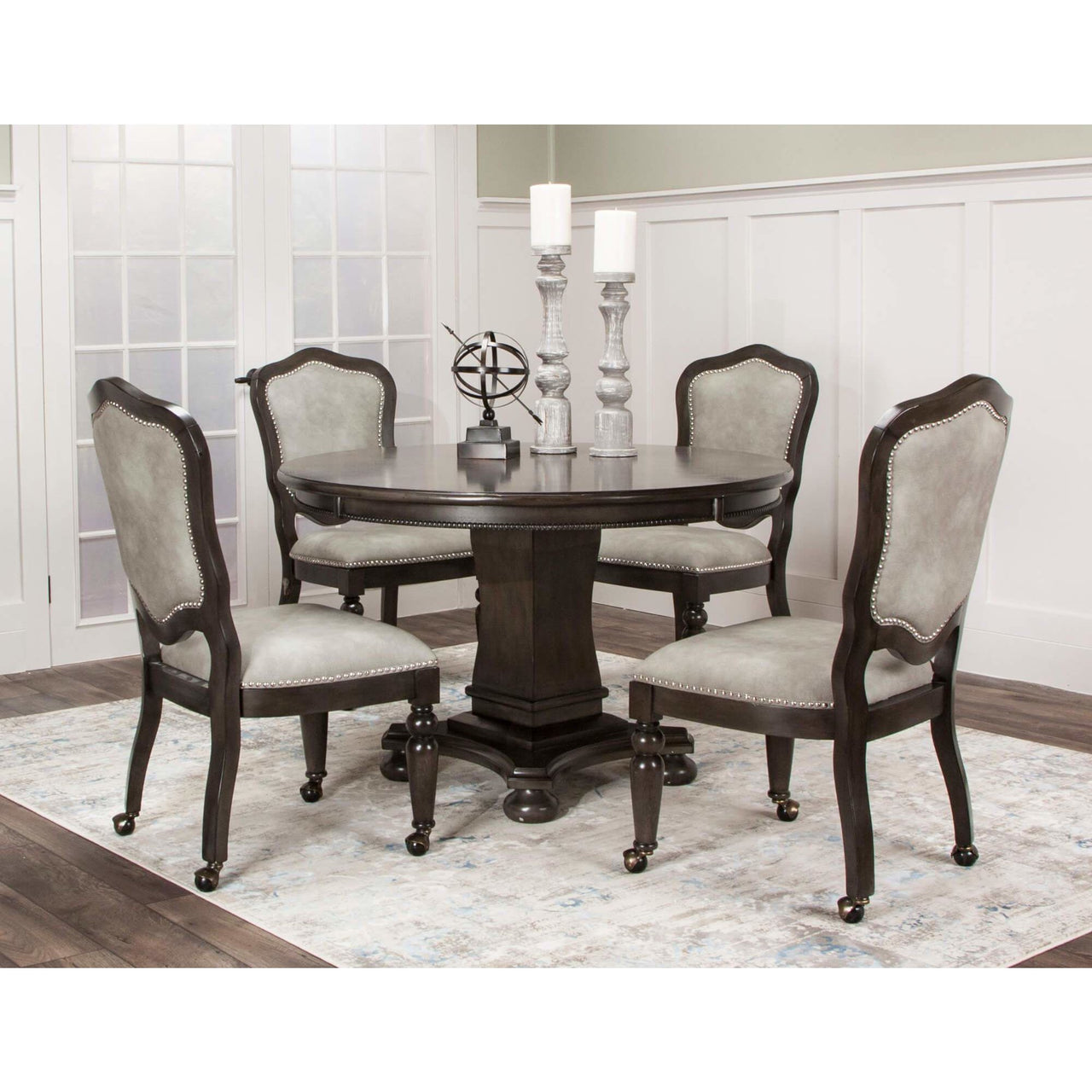 sunset trading vegas dining and poker table set cr-87711-5pc table and chairs dinning set up