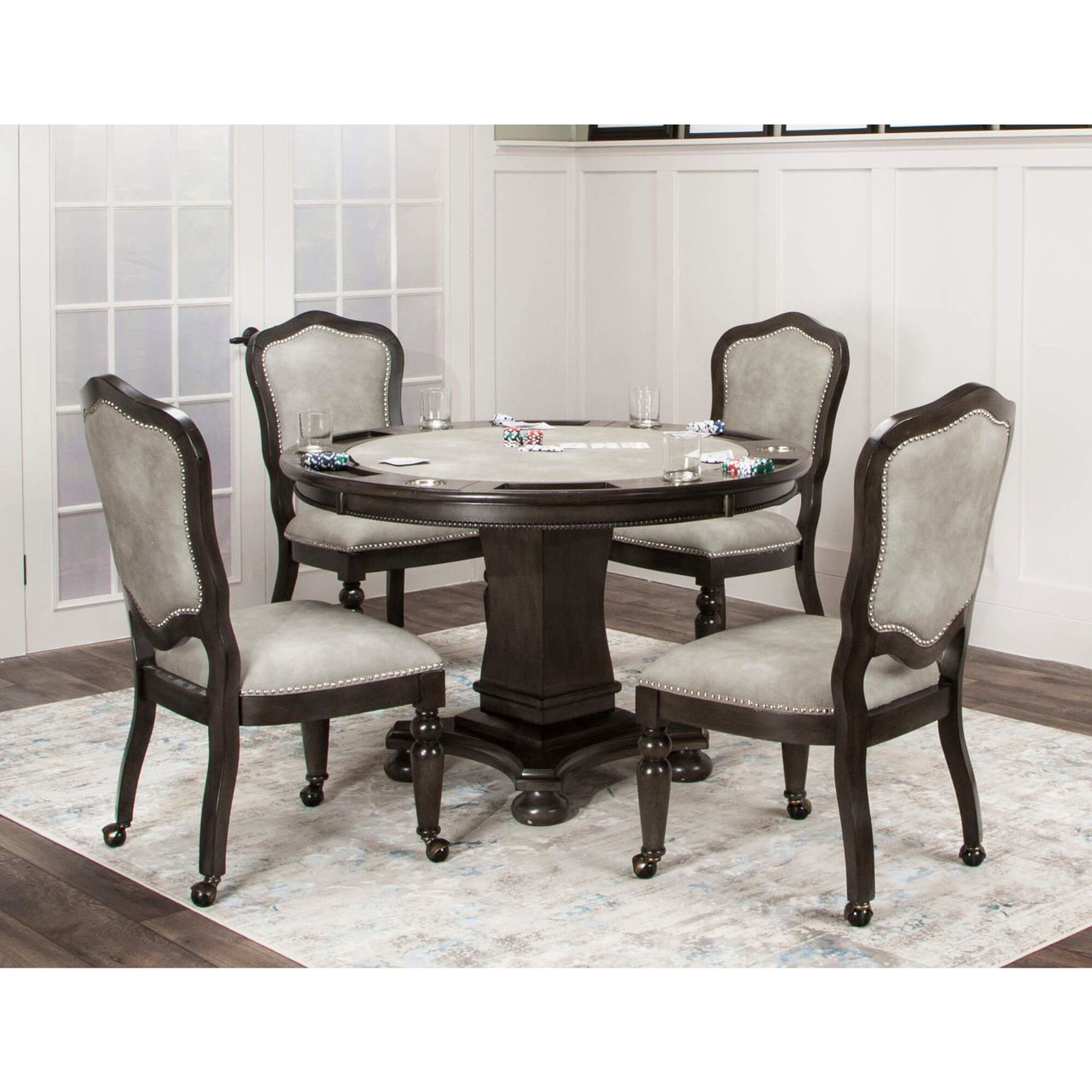 sunset trading vegas dining and poker table set cr-87711-5pc table and chairs indoor