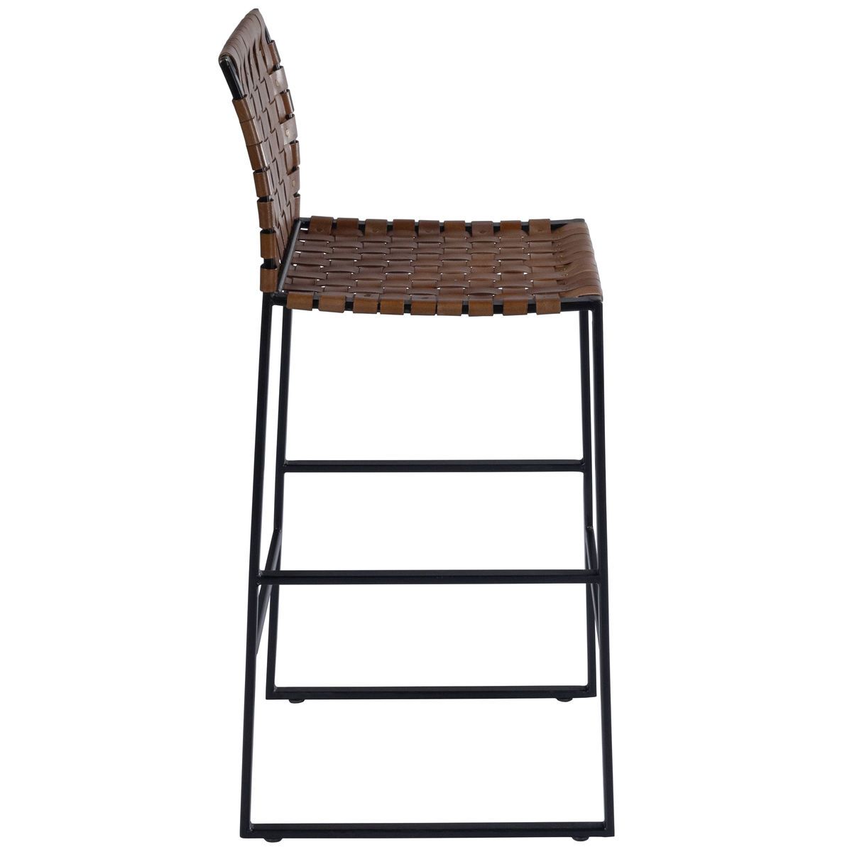 5445344 Butler Industrial Chic Bar Stool Real Leather Brown