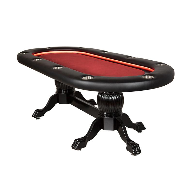 BBO Elite Alpha LED Poker Table Red Velveteen