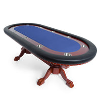 Thumbnail for BBO Rockwell Poker Table Mahogany Velveteen Blue