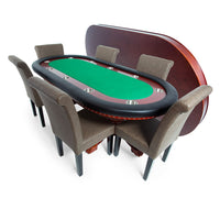 Thumbnail for BBO Rockwell Poker Table Mahogany Green Dining Set With Lounge Chairs