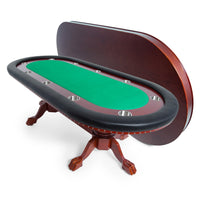 Thumbnail for BBO Rockwell Poker Table Mahogany Velveteen Green Dining Top