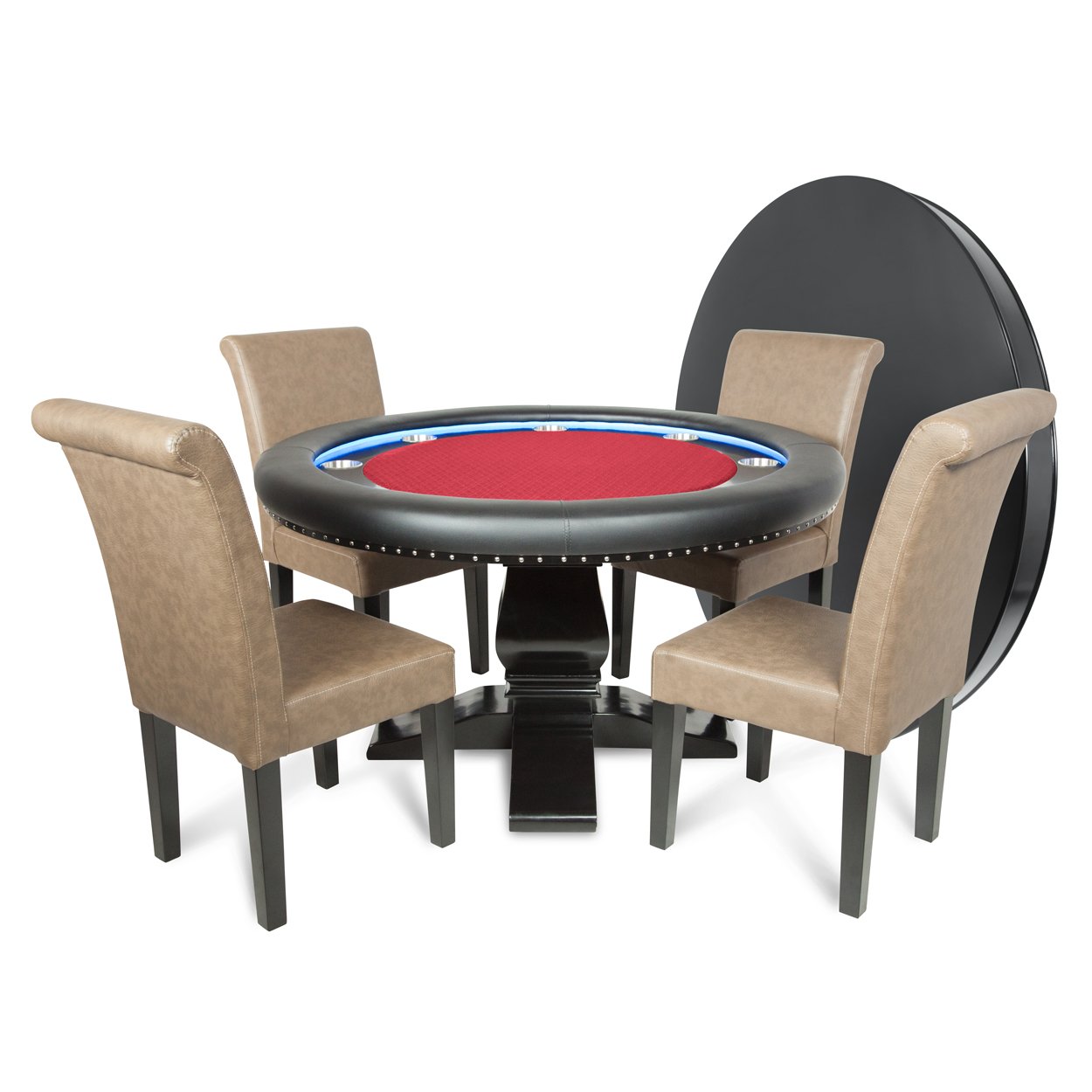 96 Luna Poker Table with Cup Holders Racetrack Black Speed Cloth