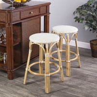 Thumbnail for Butler Specialty 9371415 Tobias Beige and White Rattan Counter Stool