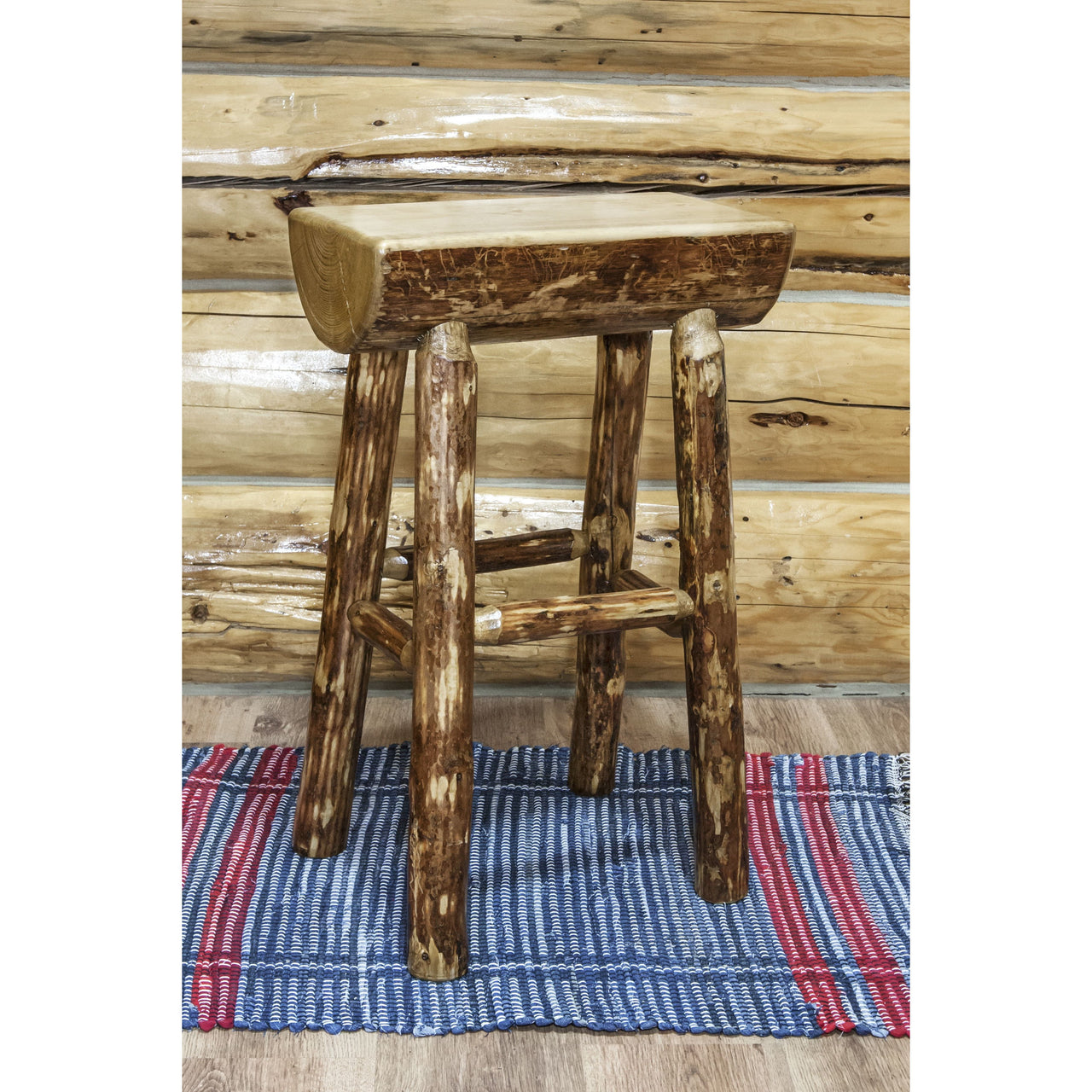 Montana Glacier Country Collection MWGCBNHL Half Log Barstool Stained Lacquered