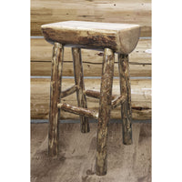 Thumbnail for Montana Glacier Country Collection MWGCBNHL Half Log Barstool Stained Lacquered