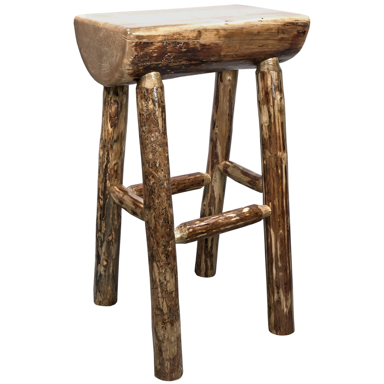 Montana Glacier Country Collection MWGCBNHL Half Log Barstool Stained Lacquered