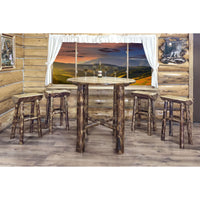 Thumbnail for Montana Glacier Country Collection MWGCBNHL Half Log Barstool with Pub Table