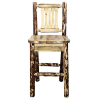 Thumbnail for Montana Glacier Country Collection MWGCBSWNR Barstool With Back front view