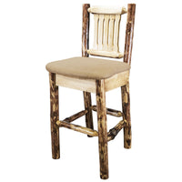 Thumbnail for Montana Glacier Country Collection MWGCBSWNRBUCK24 Barstool With Back Upholstered Seat Buckskin Pattern