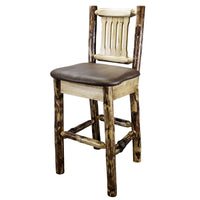 Thumbnail for Montana Glacier Country Collection MWGCBSWNRSADD24 Barstool With Back Upholstered Seat Saddle Upholstery