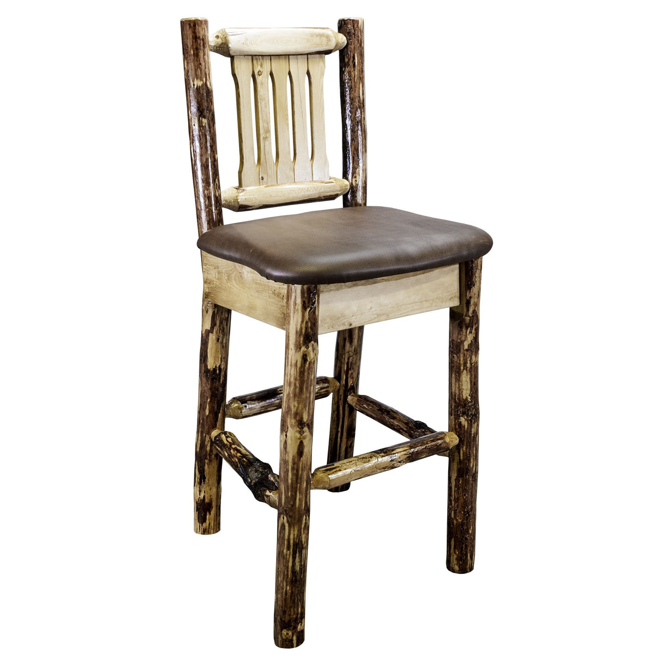 Montana Glacier Country Collection MWGCBSWNRSADD24 Barstool With Back Upholstered Seat Saddle Upholstery