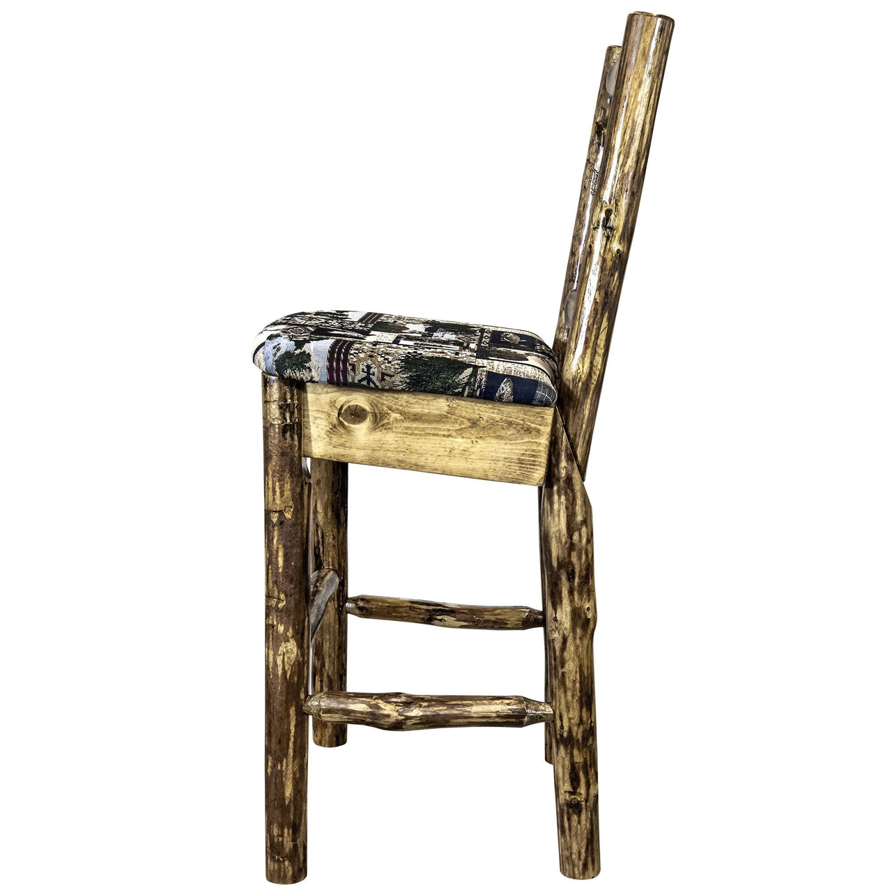 Montana Glacier Country Collection MWGCBSWNRWOOD24 Barstool With Back left view